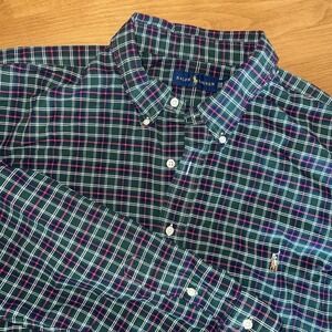 Ralph Lauren Men's Plaid‎ Button Down Shirt Big & Tall Size 2XB Green Blue Red